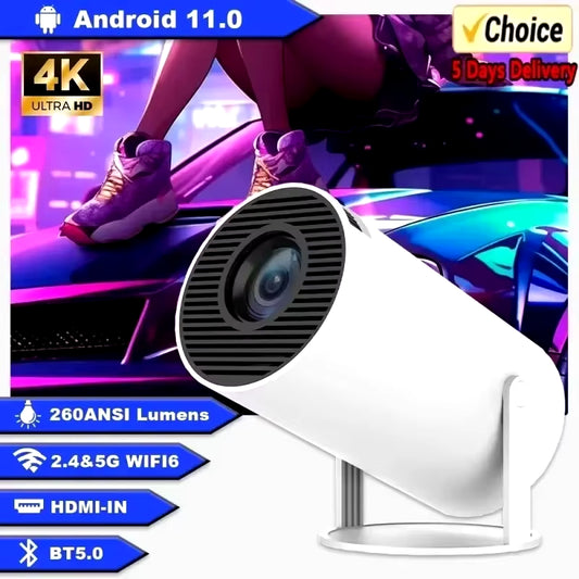 New 2024 4K Android 11 Dual Wifi6 200 ANSI Allwinner H713 BT5.0 1080P 1280*720P Home Cinema Outdoor Portable Projetor